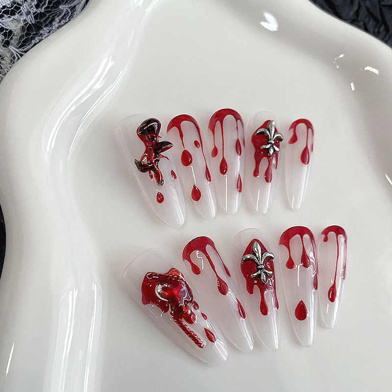 10Pcs Long Almond Press On Nai - огляд і ціна Drip Tip Resin